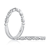 A. Jaffe Alternating Marquise & Round 0.10cttw Diamond Anniversary Band in 14Kt White Gold