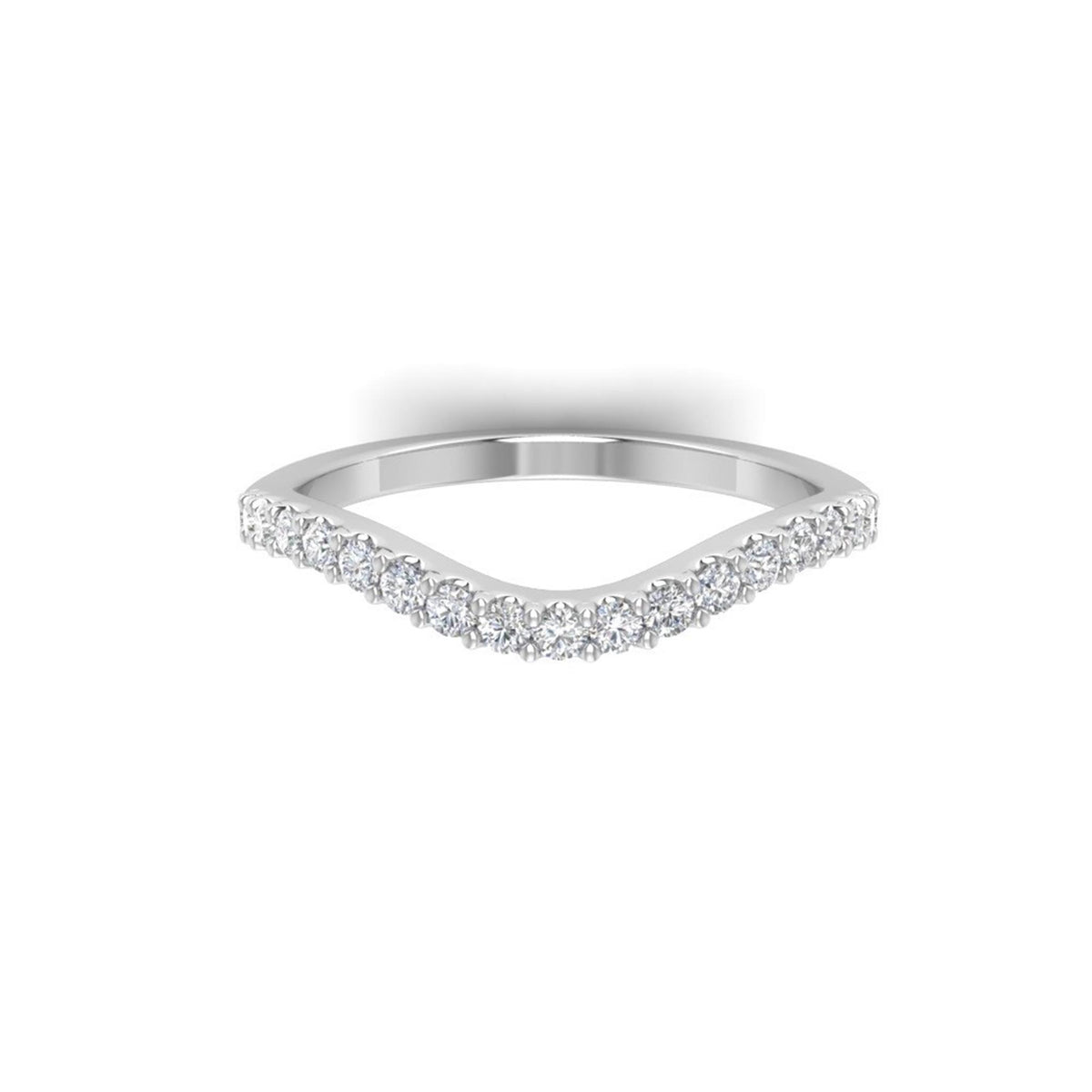 14Kt White Gold Curved Wedding Ring With 0.25cttw Natural Diamonds