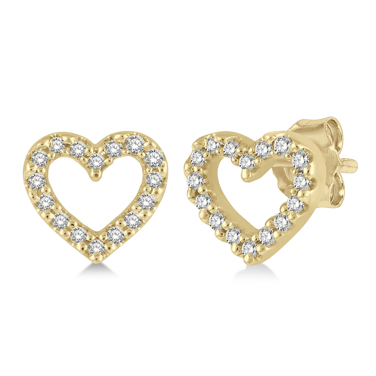 Lasker Petites-10Kt Yellow Gold Heart Diamond Fashion Earrings