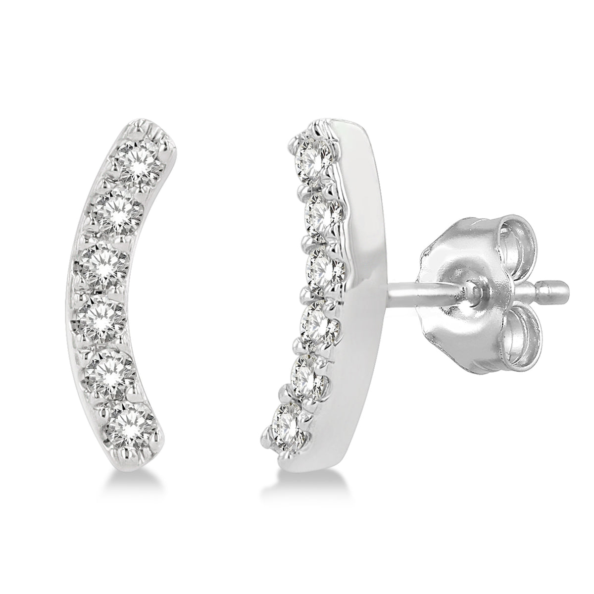Lasker Petites 10Kt White Gold 0.10cttw Diamond Crawler Stud Earrings