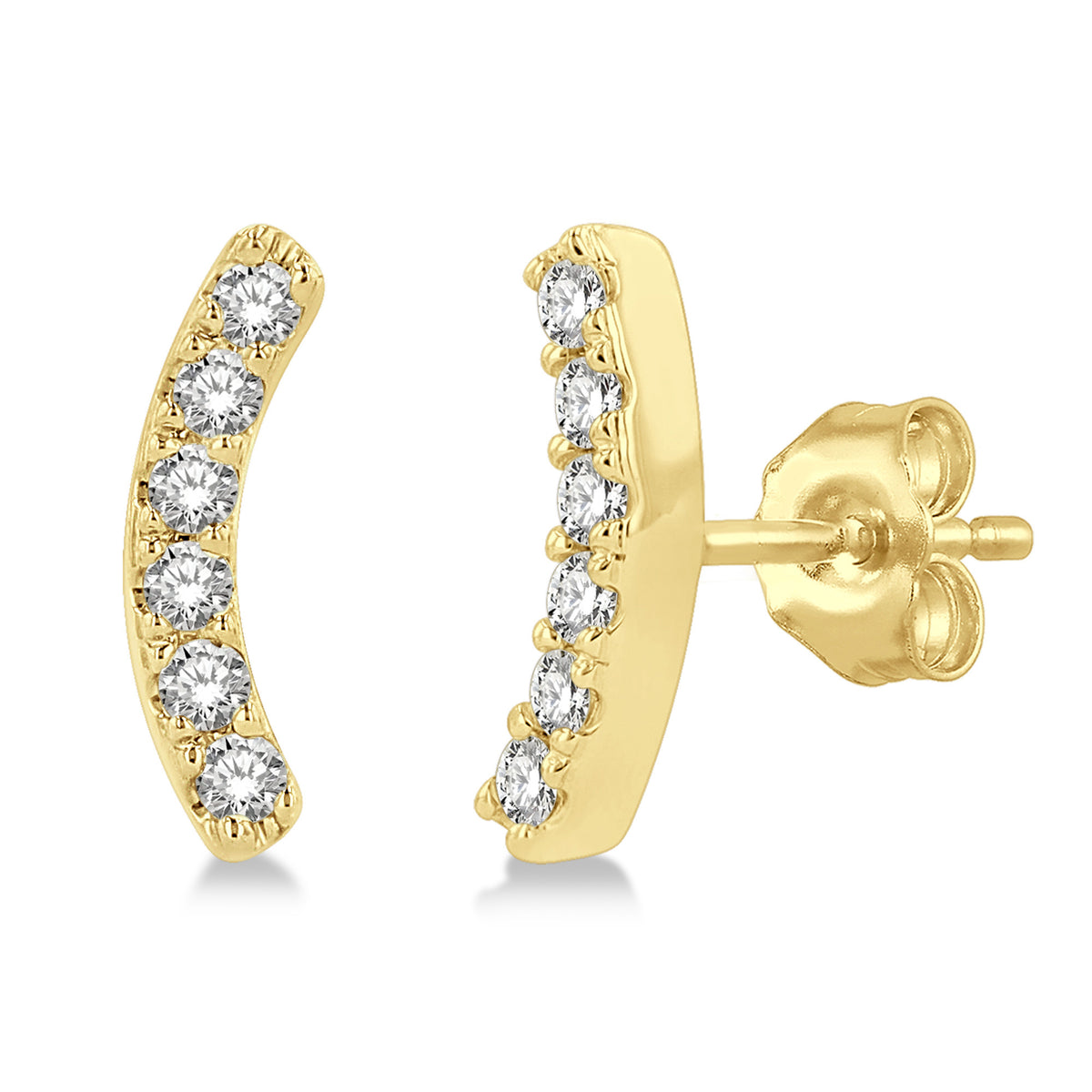 Lasker Petites 10Kt Yellow Gold 0.10cttw Diamond Crawler Stud Earrings