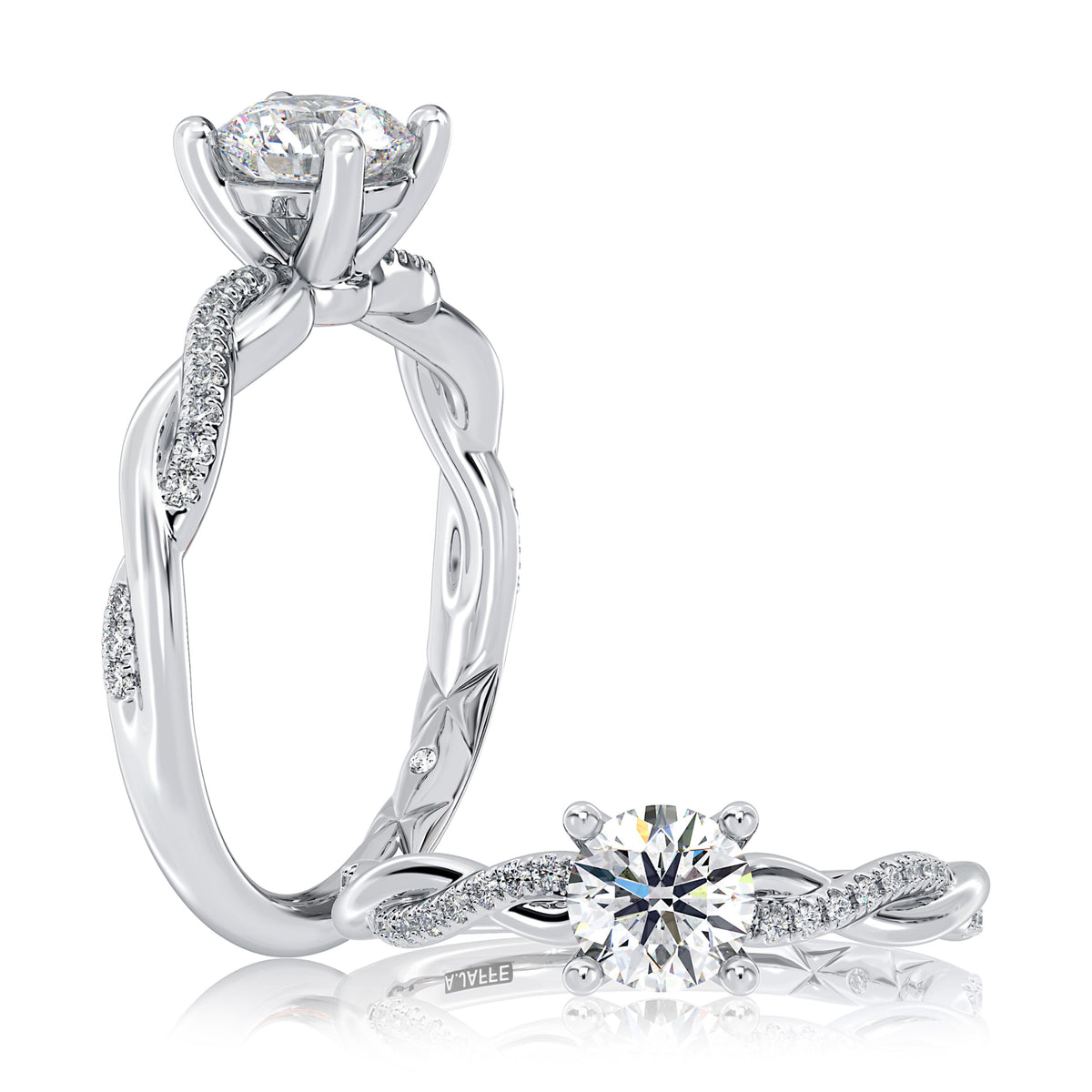 A.Jaffe Twist Pave Engagement Ring in 14K White Gold