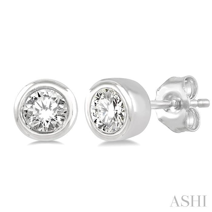 Lasker Petite 10Kt White Gold Bezel Set Stud Earrings