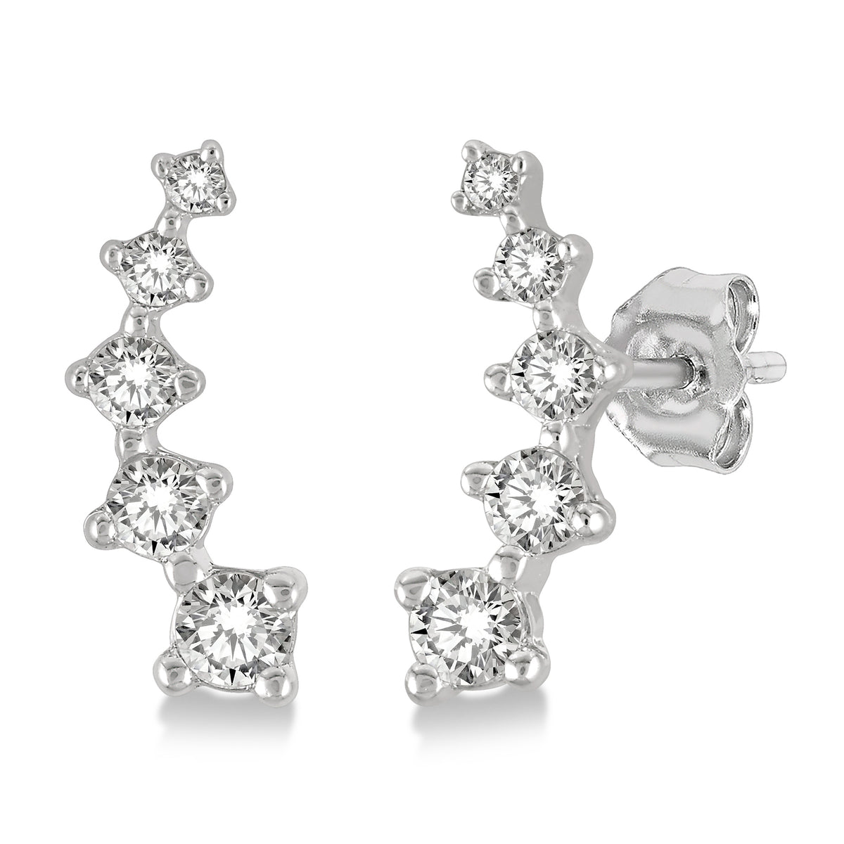 Lasker Petites-10Kt White Gold Climber Earrings