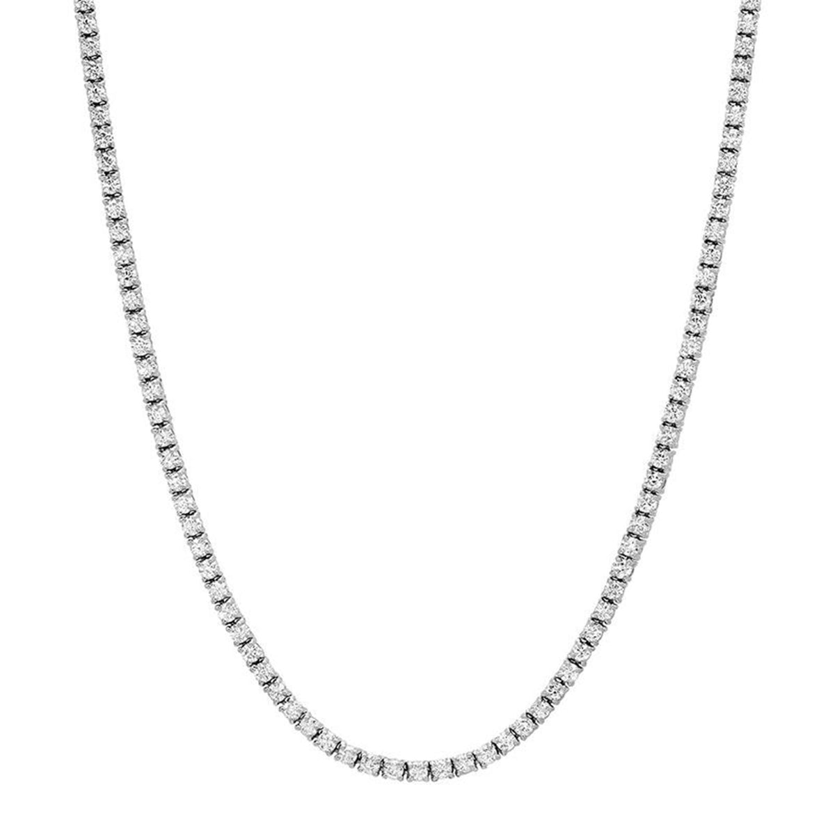 14Kt White Gold Tennis Necklacet With 6.00cttw Natural Diamonds