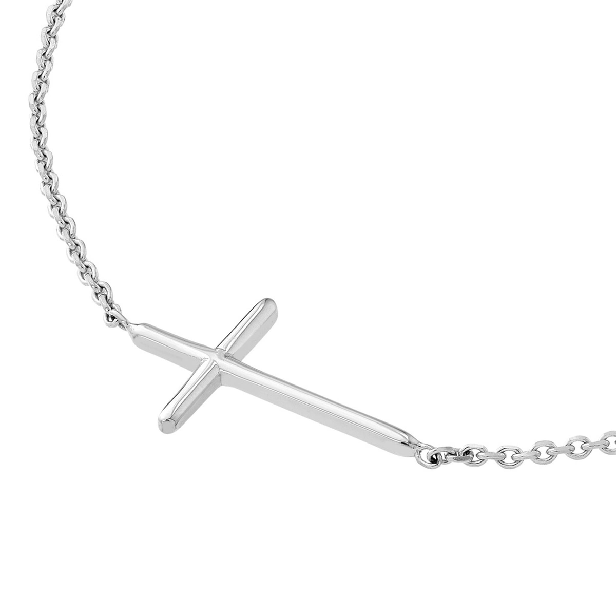 14Kt White Gold East-West Cross Pendant