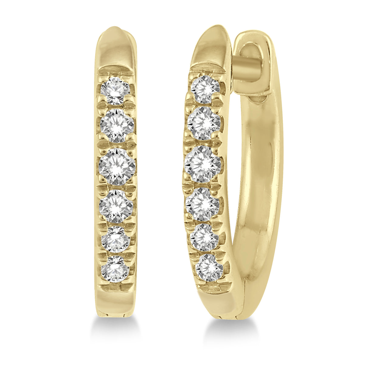 Lasker Petites-10Kt Yellow Gold 12mm Petite Huggie Hinged Hoop Earrings