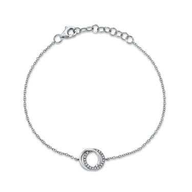Shy Creations 14Kt White Gold You and Me Intersecting Circle 0.07ctw Diamond Bracelet