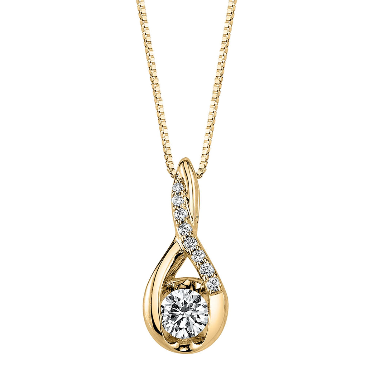 Journey Weave 14Kt Yellow Gold Pendant With .33cttw Natural Diamonds