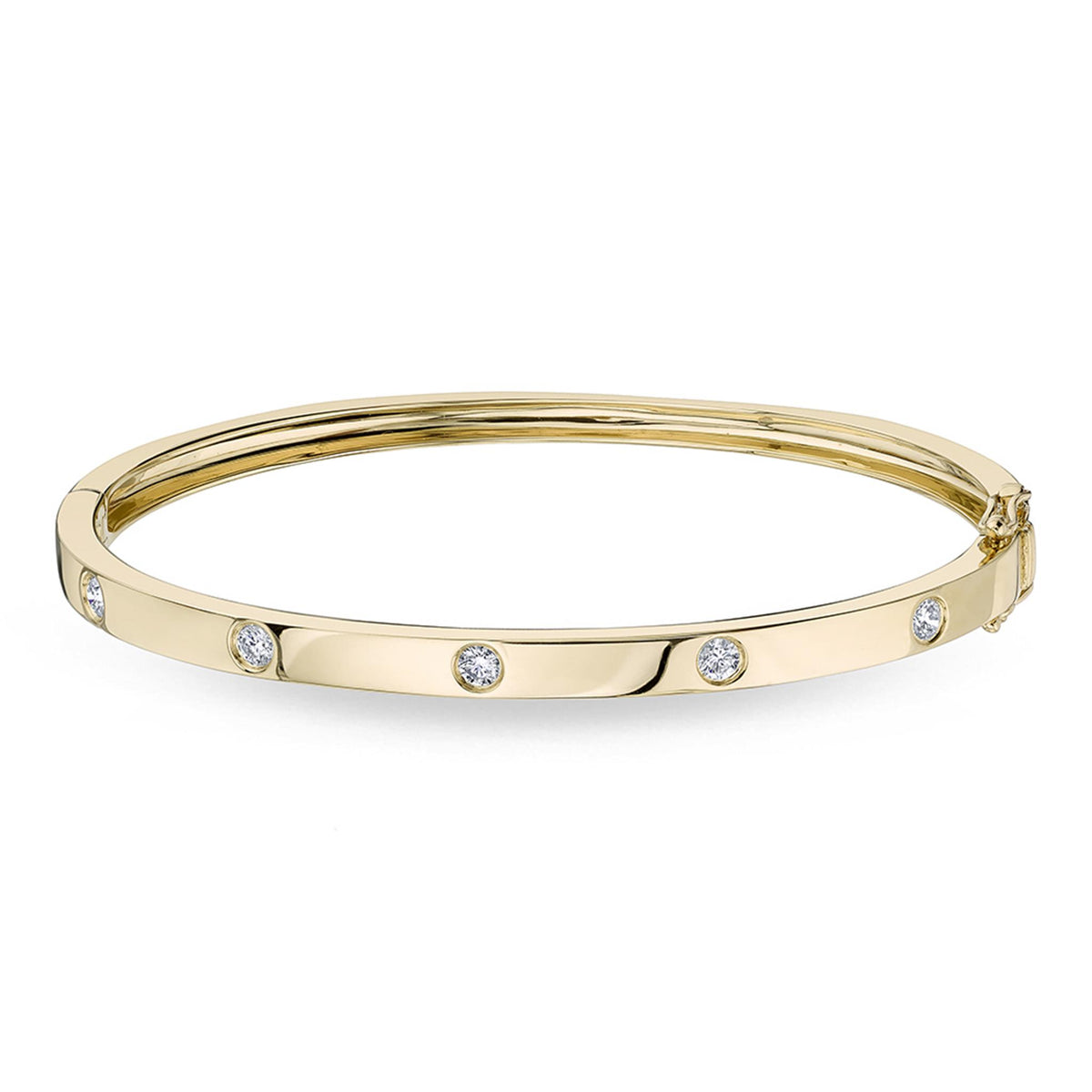 Shy Creation14Kt Yellow Gold Bangle Bracelet With .38Cttw Natual Diamonds