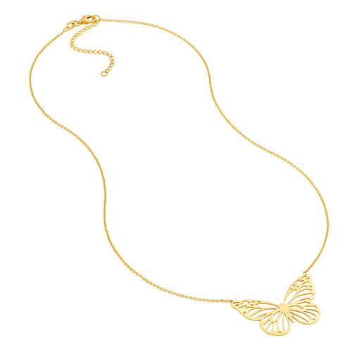 14K Yellow Gold Butterfly Pendant