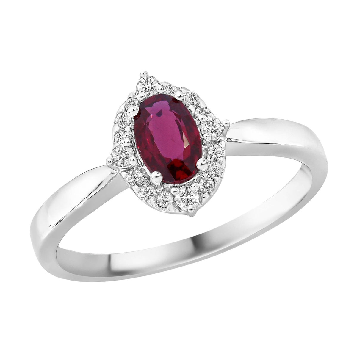 14Kt White Gold Halo Ring With .53ct Natural  Ruby