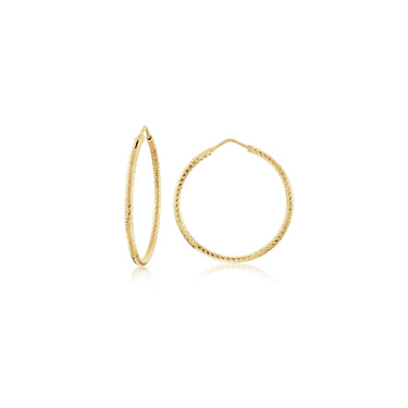 Sterling Silver Diamond-Cut 35mm Medium Hoops in 14Kt Yellow Gold Vermeil