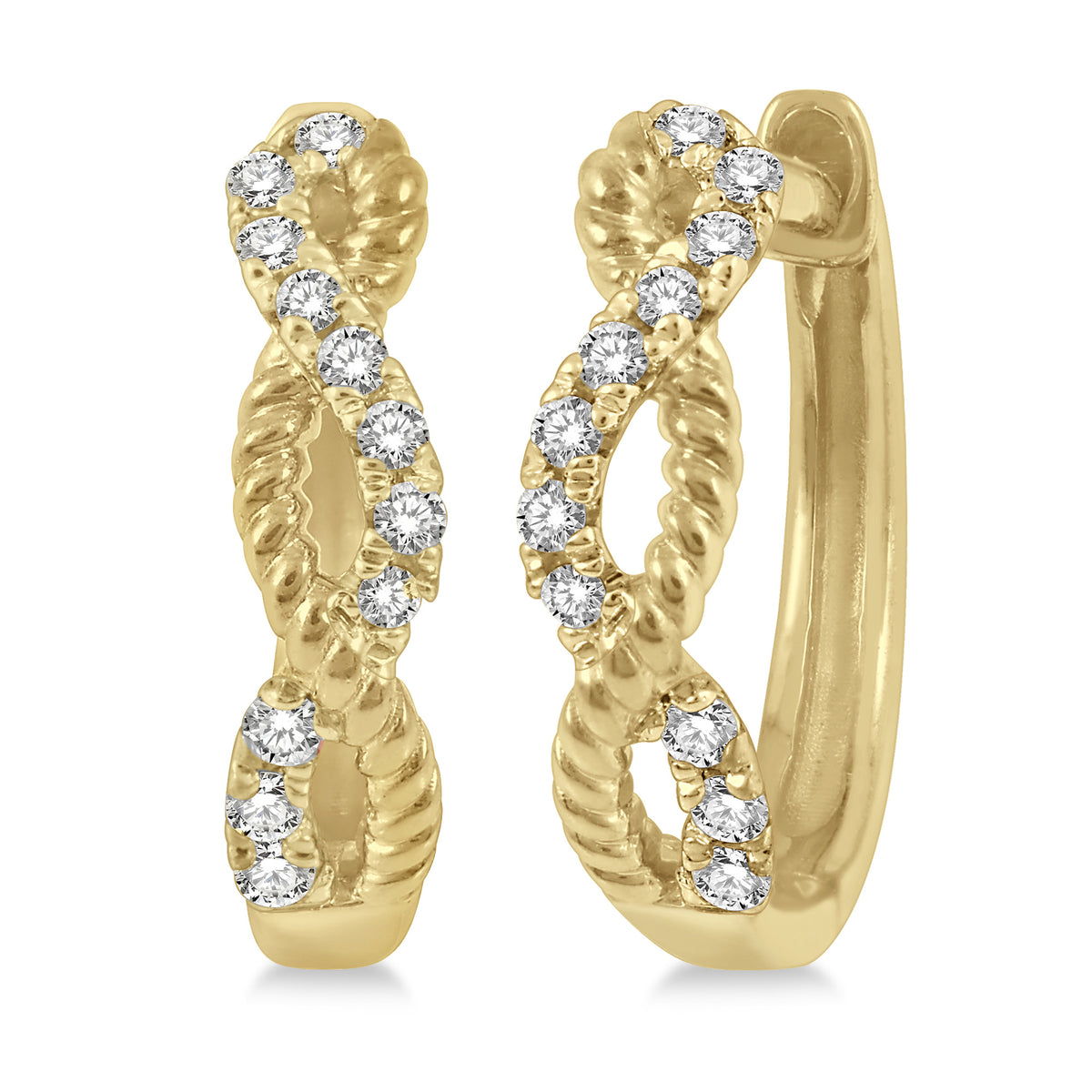 Lasker Petites-10Kt Yellow Gold 12mm Petite Hinged Huggie Hoop Earrings with Twist