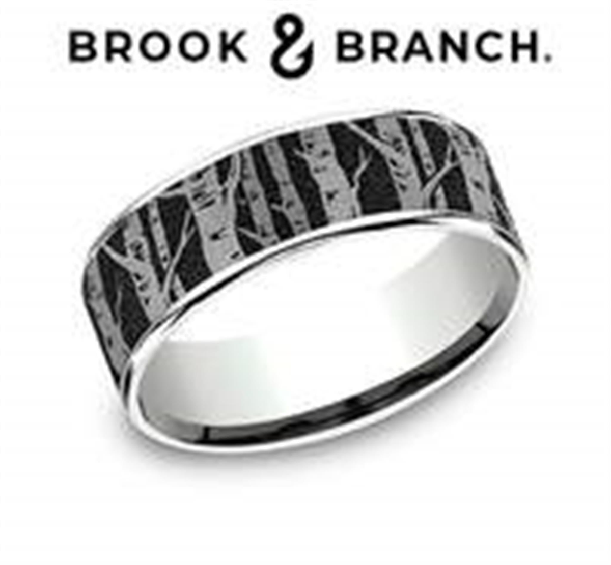 Brook  Branch !4Kt White Gold And Black Titanium Band