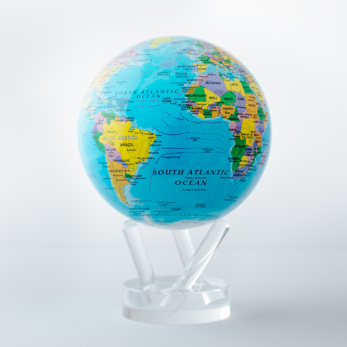 Mova 4.5" Blue Ocean Political Map Globe With Acrylic Base