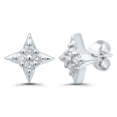 Sterling Silver Star Of Hope Stud Earrings 0.10cttw Natural Diamonds