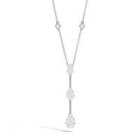 Lasker Couture 18Kt White Gold Fiori 3-Station Teardrop Pendant With .85cttw Natural Diamonds