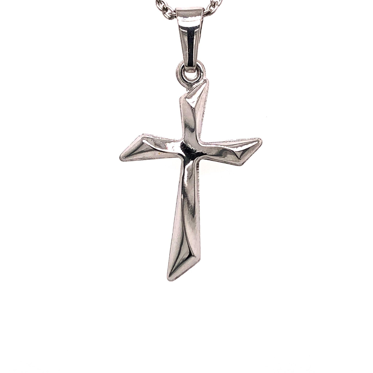 14K White Gold Cross Pendant