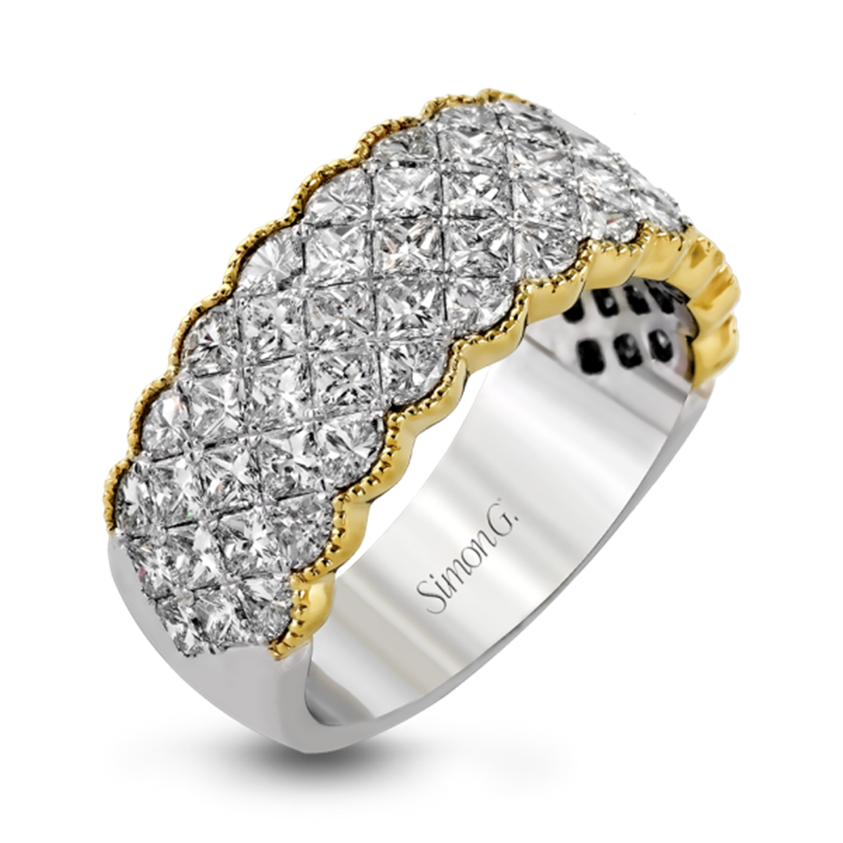 Simong G. 18Kt Yellow & White Gold Vintage Inspired Band With 2.57cttw Natural Diamonds