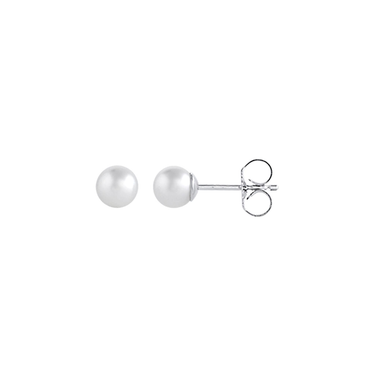 14Kt White Gold Stud Earrings with 6mm Akoya Cultured Pearls