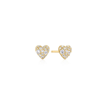 Ania Haie 14Kt Gold Plated Sterling Silver Pave Heart Stud Earrings