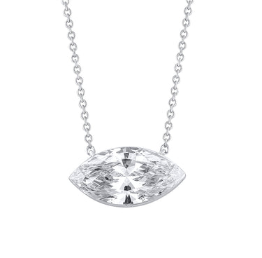 Invisible Collection 14Kt White Gold 1.03ct (F/G Color - VS1/VS2 Clarity) Lab-Grown Marquise Diamond Pendant on 18" Adjustable Cable Chain