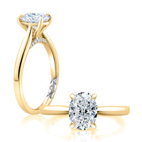 A.Jaffe Oval Hidden Diamond Bridge Solitaire Engagement Ring Mounting in 14K Yellow Gold