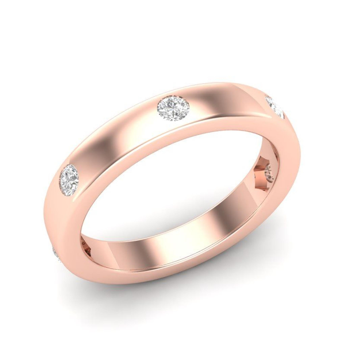 14Kt Rose Gold Bezel Set Wedding Ring With 0.28cttw Natural Diamonds