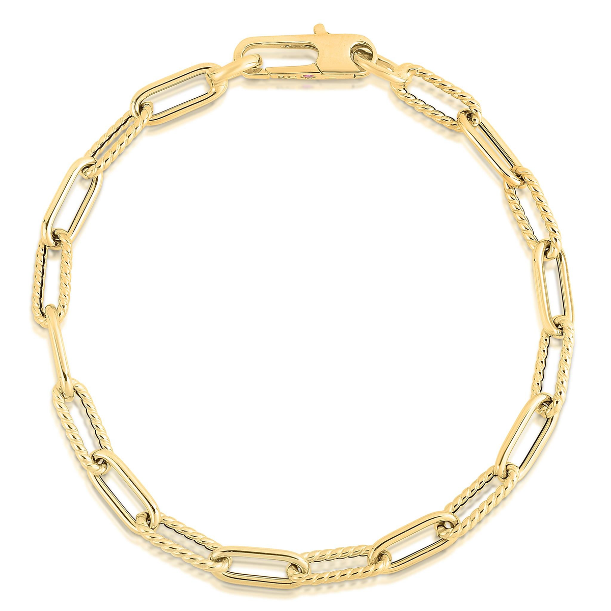 Roberto Coin 18K Yellow Gold Polished and Fluted Paperclip Bracelet