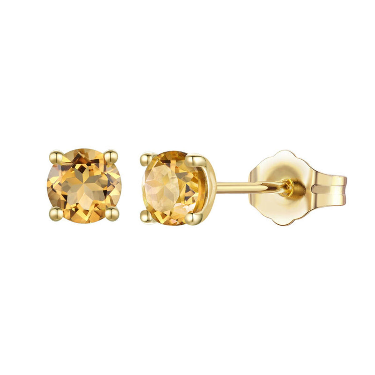 14Kt Yellow Gold Citrine Stud Earrings