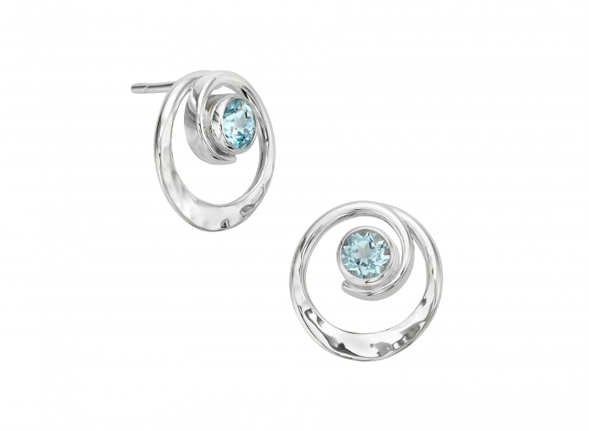 E.L. Designs Sterling Silver Posy Earrings With Blue Topaz