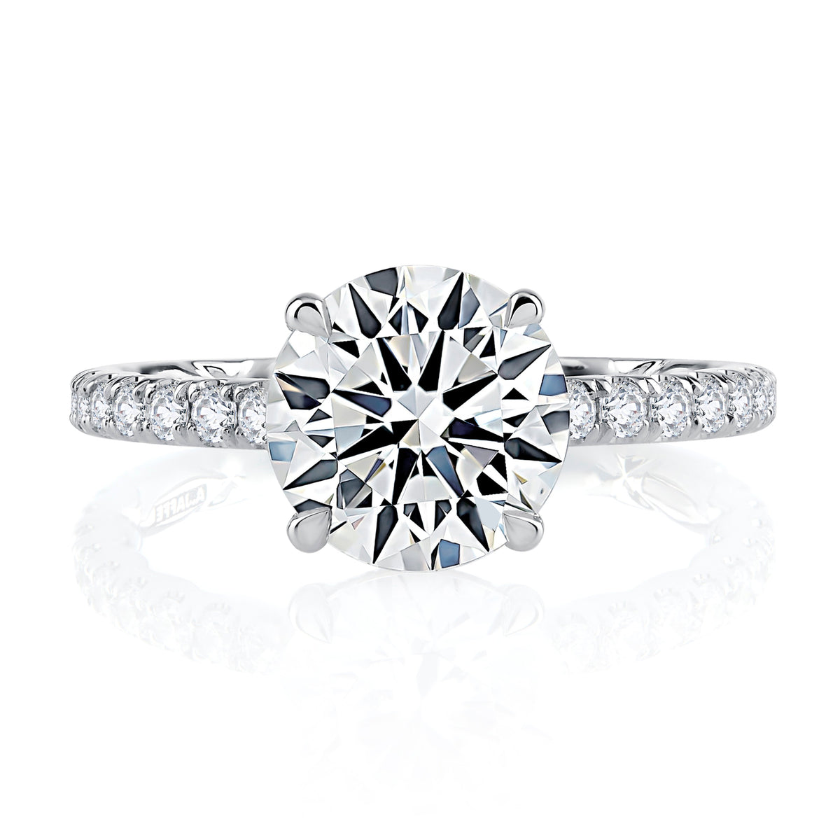 A. Jaffe Round Diamond Pave & Hidden Halo Engagement Ring in 14K White Gold