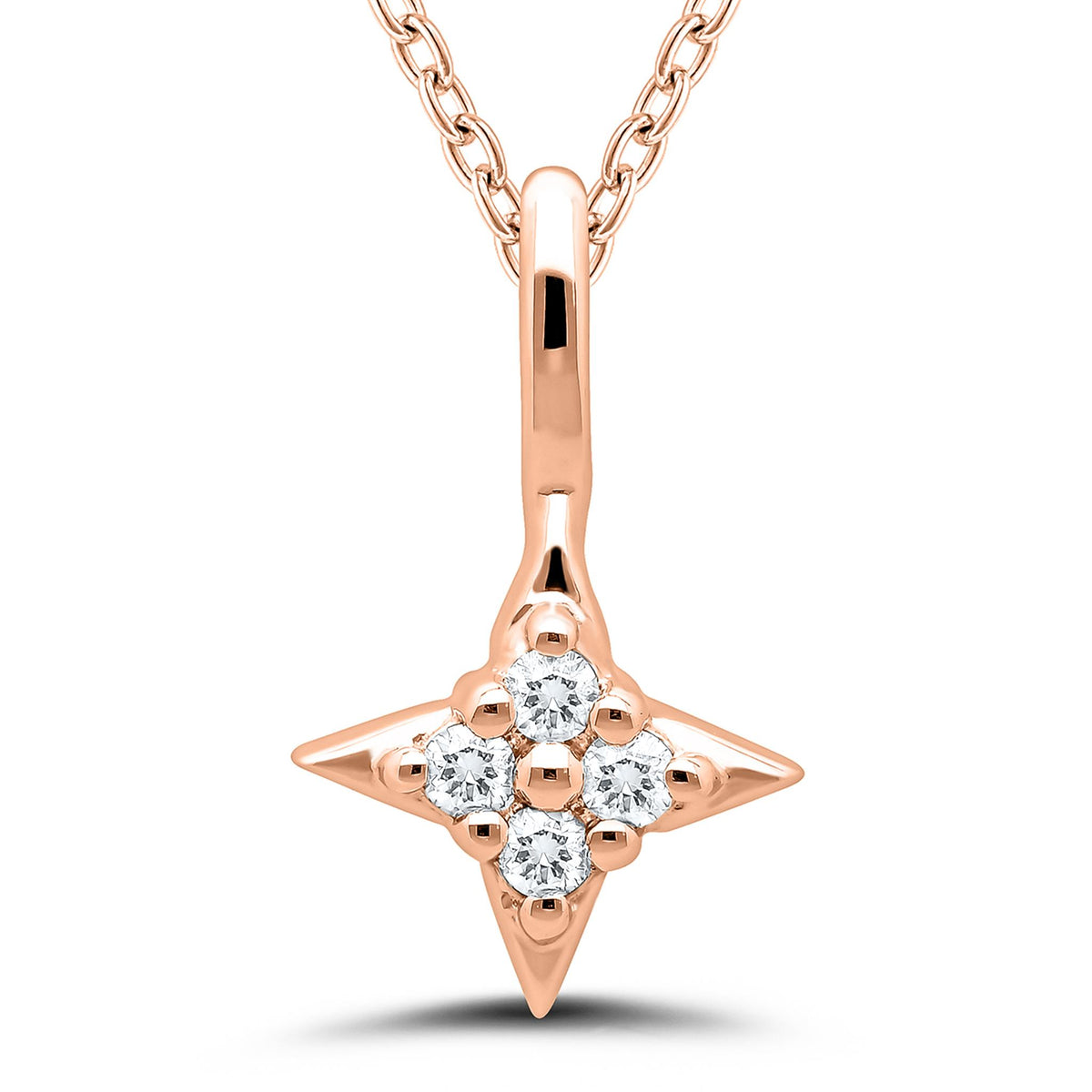 Star Of Hope Rose Gold Plate Over Sterling Silver Pendant With .05cttw Natural Diamonds