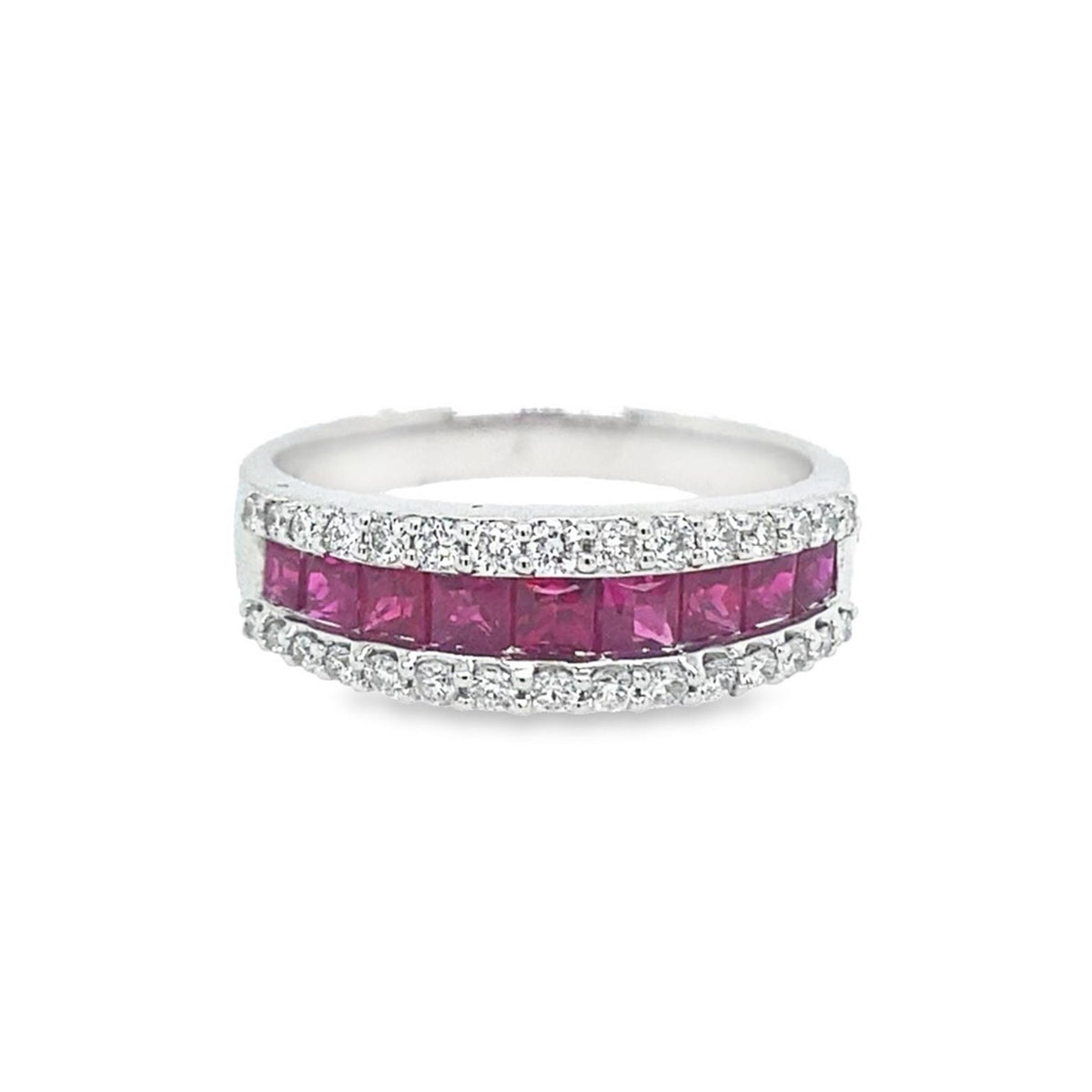18Kt White Gold Classic Gemstone Ring With 0.87ct Rubies