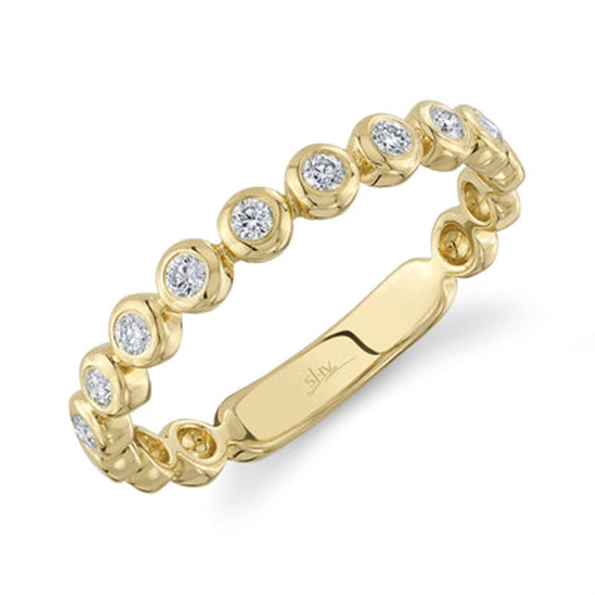 Shy Creation Gold Bubble Stackable Diamond Band