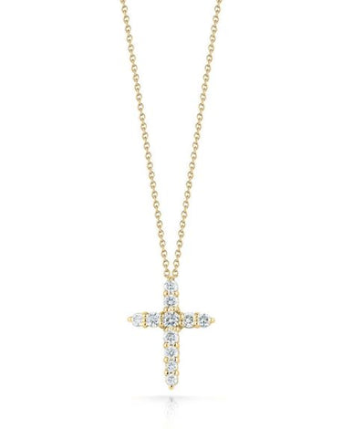 Roberto Coin 18Kt Yellow Gold Tiny Treasures 0.39ctw Diamond Tapered Cross Necklace