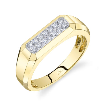 Shy Creation 14Kt Yellow Gold Fashion Ring with 2 Rows .15cttw Natural Diamonds (Color G-H, Clarity SI2)