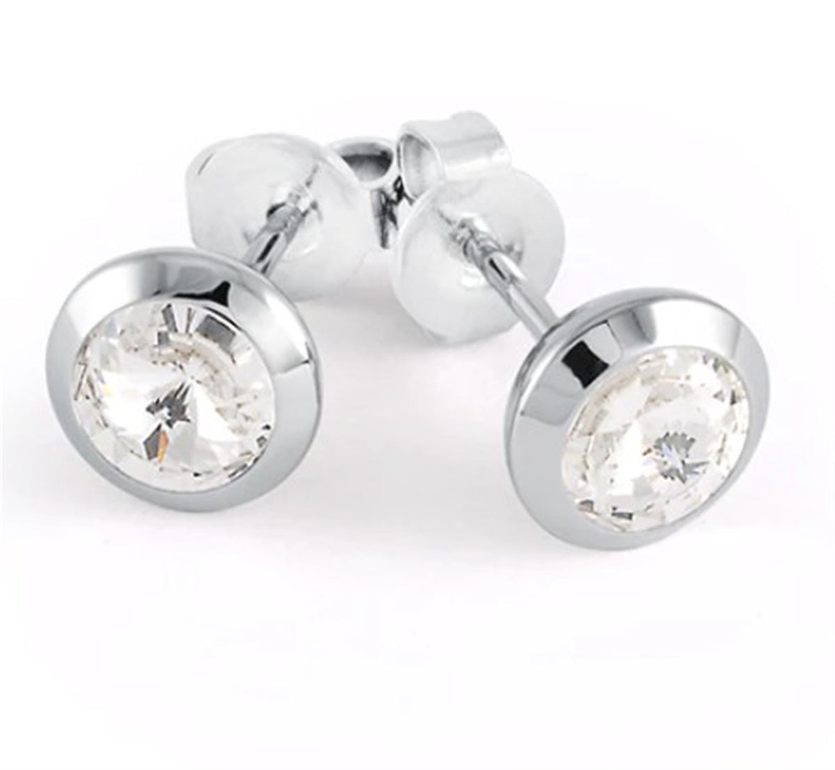 Italgem Steel Stud Earrings With Cubic Zirconia