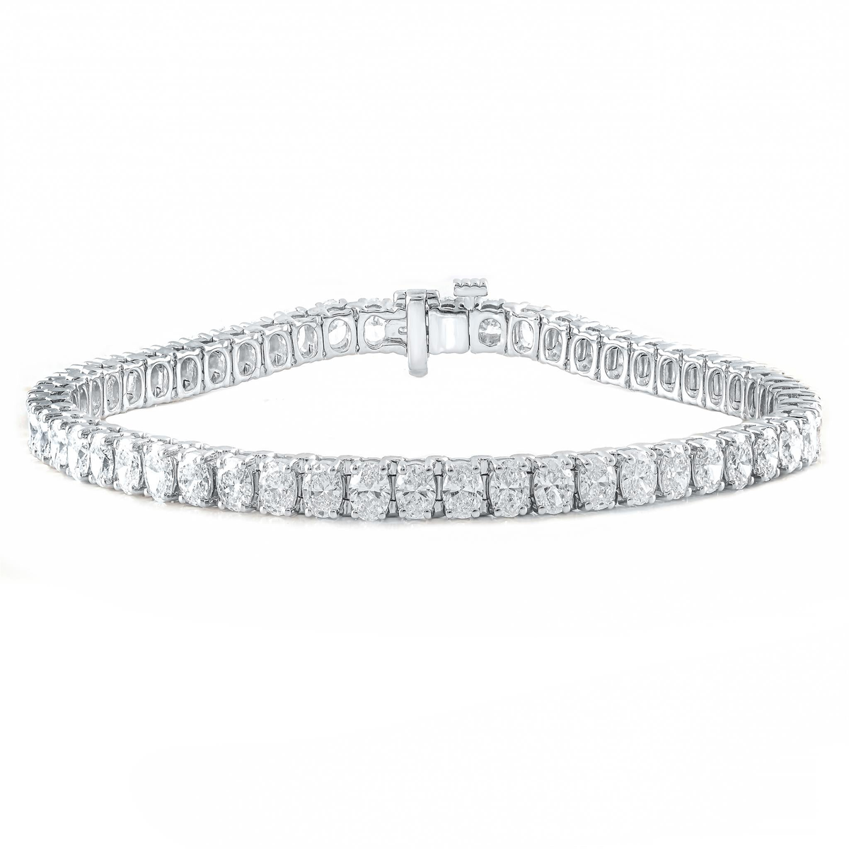 14Kt White Gold Tennis Bracelet With 8.50cttw Oval Natural Diamonds