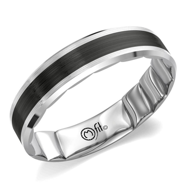 14Kt White Gold 5.5mm M-FIT Band with Black Ceramic Inlay