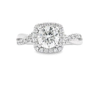 18Kt White Gold Royal Halo Ring Mounting With 0.28cttw Natural Accent Diamonds
