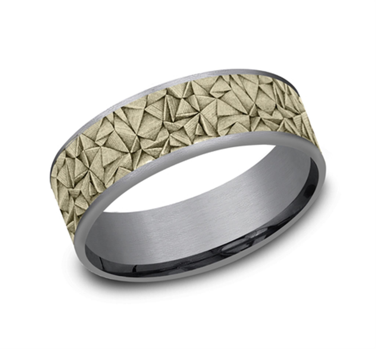 Tantalum & 14Kt Gray & Yellow Ammara Stone Band