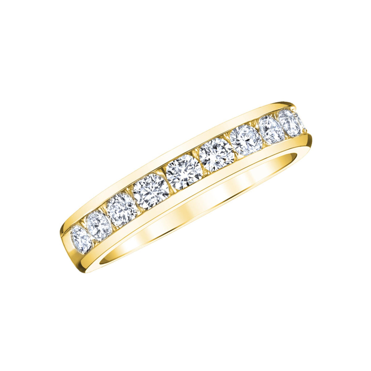 14Kt Yellow Gold Channel Set Wedding Ring With 0.25cttw Natural Diamonds
