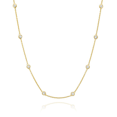 Sterling Silver Gem by The Yard 24" Necklace in 14Kt Yellow Gold Vermeil