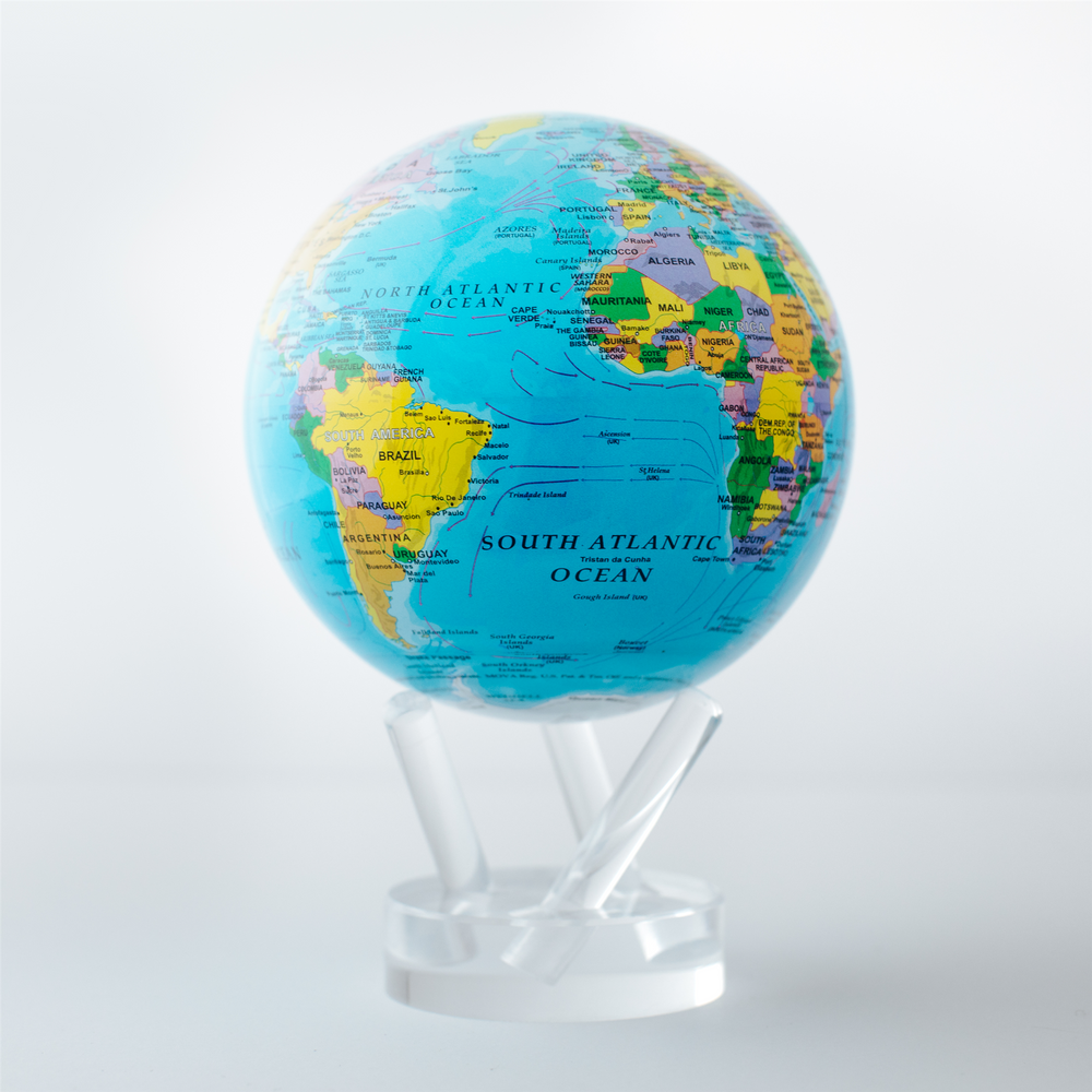 Mova 4.5 Blue Ocean Political Map Globe With Acrylic Base