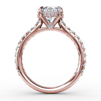 14Kt Rose Gold Classic Prong Engagement Ring Mounting With 0.47cttw Natural Diamonds