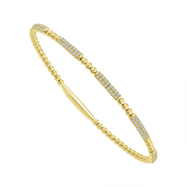14Kt Yellow Gold Beaded Flex 1/2cttw Pave Diamond Bangle Bracelet