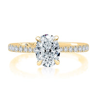 A. Jaffe Oval Hidden Halo & Pave Engagement Ring in 14K Yellow Gold