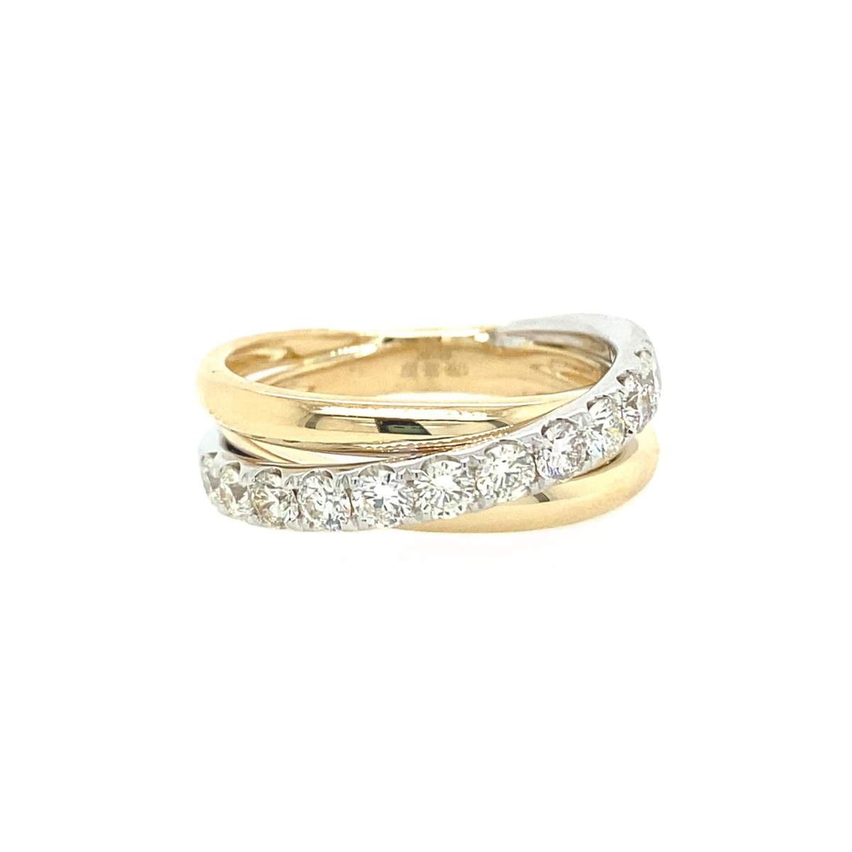 14Kt Yellow Gold Crossover Diamond Ring